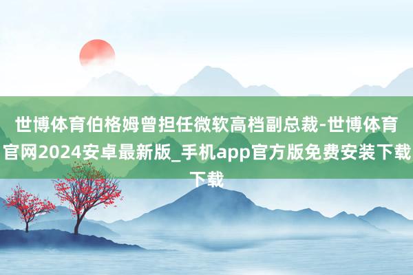 世博体育　　伯格姆曾担任微软高档副总裁-世博体育官网2024安卓最新版_手机app官方版免费安装下载