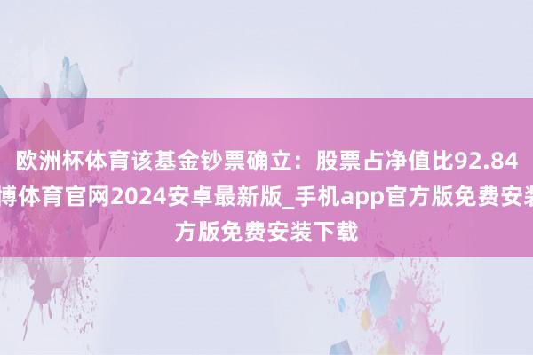 欧洲杯体育该基金钞票确立：股票占净值比92.84%-世博体育官网2024安卓最新版_手机app官方版免费安装下载